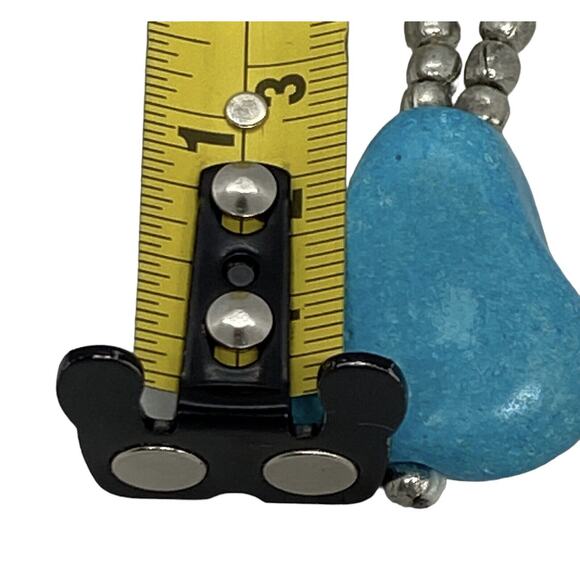 Multi-colored Stone and Silver Bead 16" Necklace Blue Pendant Vintage Estate - Picture 13 of 14